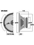 Monacor SP-252E, Hi-Fi mélyközépsugárzó, 150Wmax, 4Ω