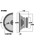 Monacor SP-302E, Hi-Fi mélyközépsugárzó, 200Wmax, 4Ω