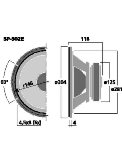 Monacor SP-302E, Hi-Fi mélyközépsugárzó, 200Wmax, 4Ω