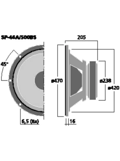 Monacor SP-45/8, mélyközépsugárzók, 40Wmax, 8Ω (/8) ill. 4Ω (/4)