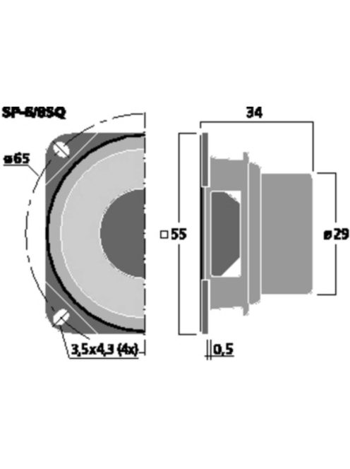 SP-6/8SQ, miniatűr hangszóró, 8Ω, 20Wmax - Hangfal/Hangfalépítés/Hangszóró/Univerzális
