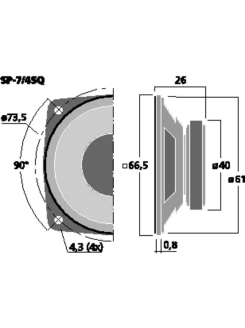 SP-7/4SQ, univerzális hangszóró, 8Wmax, 4Ω - Hangfal/Hangfalépítés/Hangszóró/Univerzális