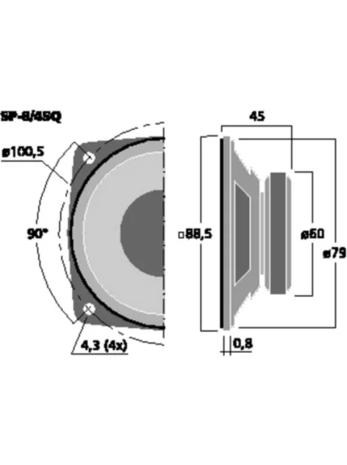 SP-8/4SQ, univerzális hangszóró, 20Wmax, 4Ω - Hangfal/Hangfalépítés/Hangszóró/Univerzális