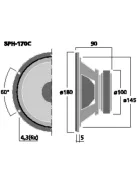 Monacor SPH-170C, high-end mélyközépsugárzó, 120Wmax, 8Ω
