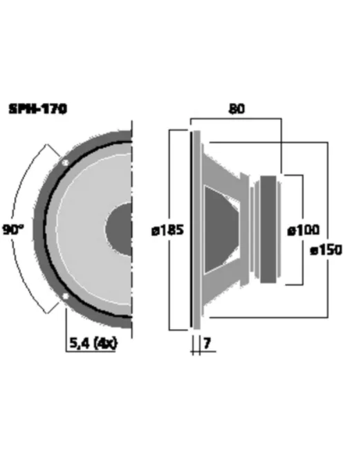 Monacor SPH-170, Hi-Fi mélyközépsugárzó, 80Wmax, 8Ω