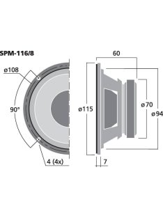 SPM-165/8, Hi-Fi mélyközépsugárzó, 150Wmax, 60Weff, 8Ω - Hangfal/Hangfalépítés/Hangszóró/Mélykö