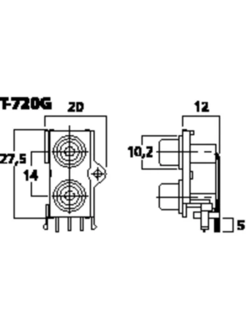 Monacor T-720G, NYÁK-ba ültethető RCA aljzatok
