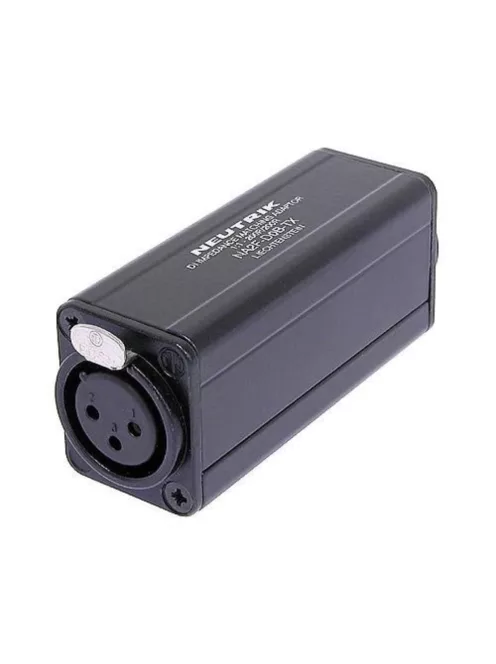 Neutrik NA2FD0BTX átalakító 3 pólusú XLR mama-RCA aljzat, fekete, illesztő trafóval, 1:1/200 Ohm