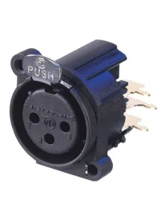   Neutrik NC3FAHR1 3 pólusú XLR aljzat jobb oldali nyákhoz, közösített 1. láb+GND+ház, retesszel