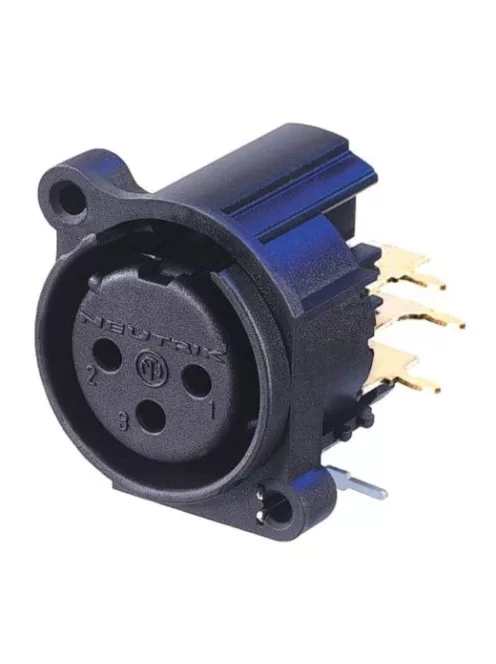 Neutrik NC3FAHR20 3 pólusú XLR aljzat jobb oldali nyákhoz, külön GND és ház