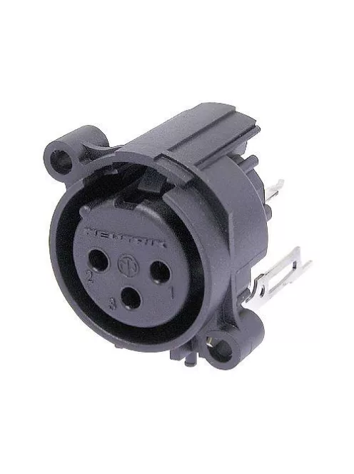 Neutrik NC3FAV20 3 pólusú XLR aljzat függőleges nyákhoz, külön GND és ház