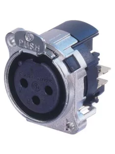   Neutrik NC3FBHL1 3 pólusú XLR aljzat bal oldali nyákhoz, közösített 1. láb+GND+ház, retesszel