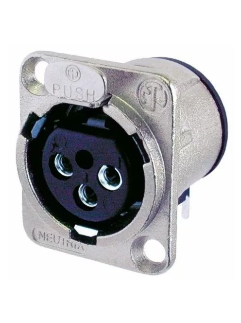 Neutrik NC3FDH 3 pólusú XLR aljzat vízszintes nyákhoz, ezüstözött érintkező,