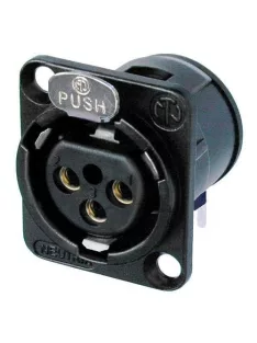   Neutrik NC3FDHB 3 pólusú XLR aljzat vízszintes nyákhoz, aranyozott érintkező, fekete