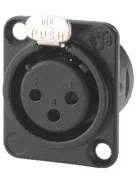 Neutrik NC3FDL1BAG 3 pólusú XLR aljzat ezüstözött érintkező, fekete