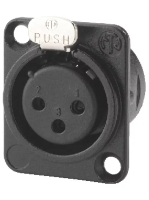 Neutrik NC3FDL1BAG 3 pólusú XLR aljzat ezüstözött érintkező, fekete