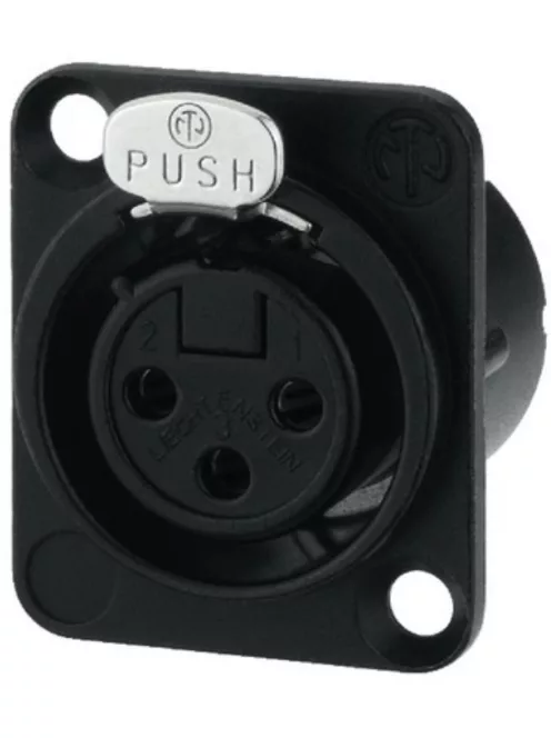 Neutrik NC3FDLXBAG 3 pólusú XLR aljzat ezüstözött érintkező, fekete, RF szűrős EMC ellendarabhoz illeszkedik