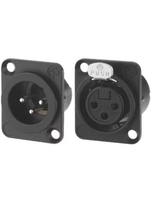 Neutrik NC3FDLXBAG 3 pólusú XLR aljzat ezüstözött érintkező, fekete, RF szűrős EMC ellendarabhoz illeszkedik