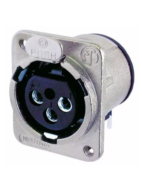 Neutrik NC3FDM3H 3 pólusú XLR aljzat vízszintes nyákhoz, ezüstözött érintkező, M3 csavarral szerelhető