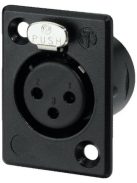 NC3FP1B 3 pólusú XLR aljzat aranyozott érintkező, fekete - Kábel, csatl./Csatlakozó/XLR csatlak