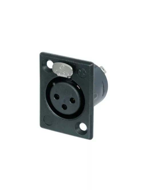 Neutrik NC3FP1BAG 3 pólusú XLR aljzat ezüstözött érintkező, fekete