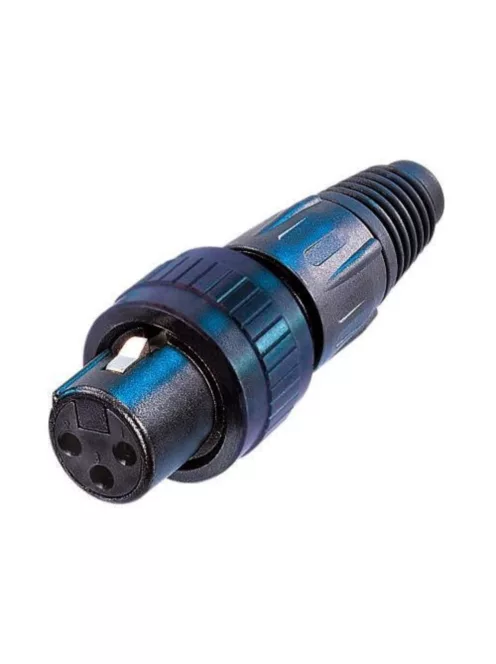 Neutrik NC3FXSPEC 3 pólusú XLR aljzat rögzítőgyűrűs, egyenes, lengő, aranyozott érintkező, fekete ház