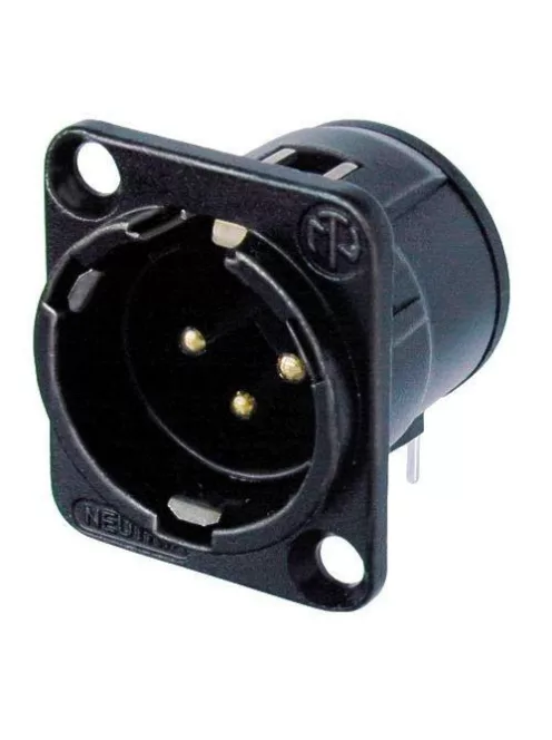 Neutrik NC3MDHB 3 pólusú XLR dugó vízszintes nyákhoz, aranyozott érintkező, fekete