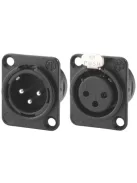 Neutrik NC3MDL1BAG 3 pólusú XLR dugó ezüstözött érintkező, fekete