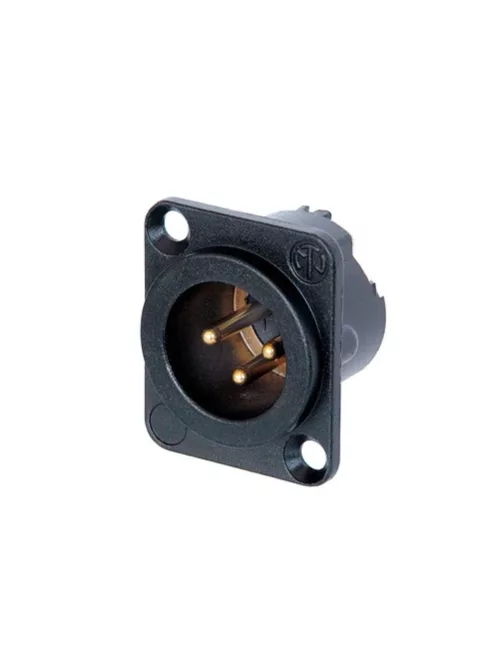 Neutrik NC3MDLXB 3 pólusú XLR dugó aranyozott érintkező, fekete, RF szűrős EMC ellendarabhoz illeszkedik