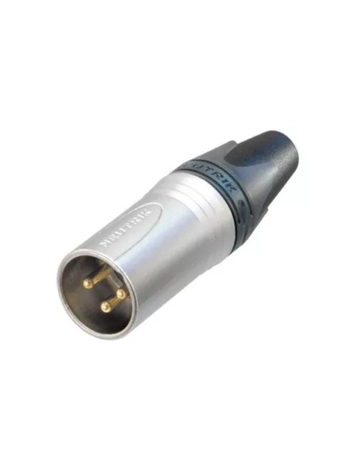 Neutrik NC3MXXHE 3 pólusú XLR dugó egyenes, lengő, krómozott ház, aranyozott forgácsolt érintkezők