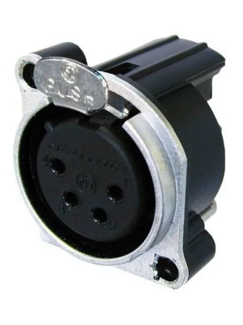 Neutrik NC4FBH 4 pólusú XLR aljzat vízszintes nyákhoz, + GND nélkül, retesszel