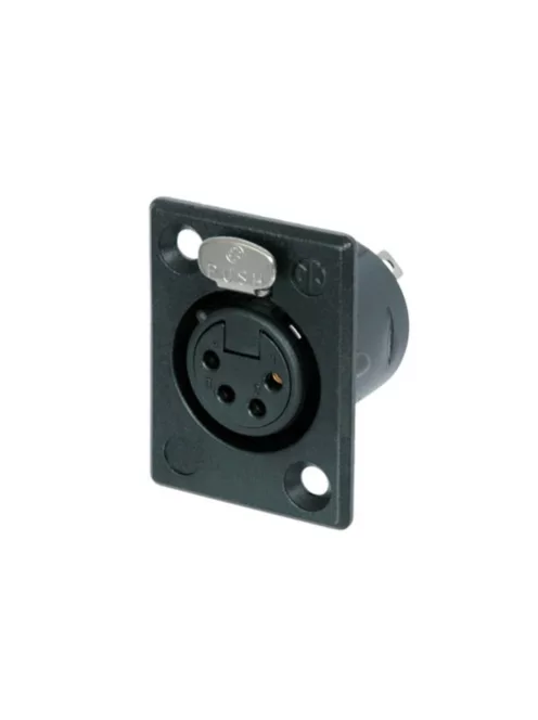 Neutrik NC4FP1B 4 pólusú XLR aljzat aranyozott érintkező, fekete