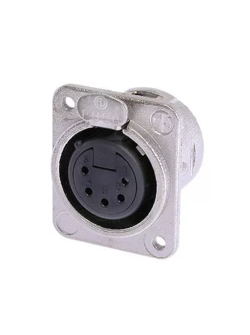 Neutrik NC5FDM3L1 5 pólusú XLR aljzat vízszintes nyákhoz, ezüstözött érintkező, M3-as csavarral szerelhető