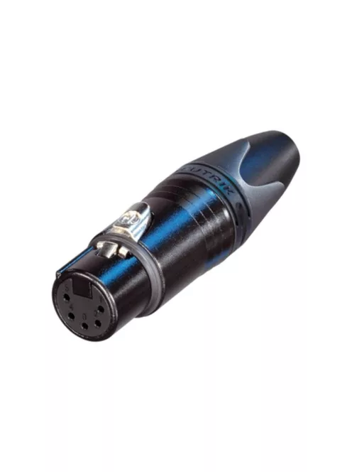 Neutrik NC5FXXBAG 5 pólusú XLR aljzat egyenes, lengő, fekete ház