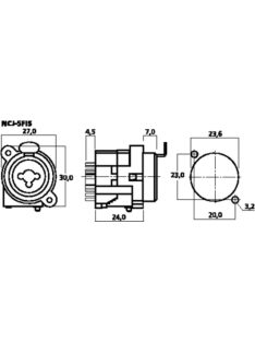 NCJ5FIS XLR aljzat + 6,3-as Jack aljzat monó 6,3-as, ezüstözött érintkező, műanyag ház - Kábel,