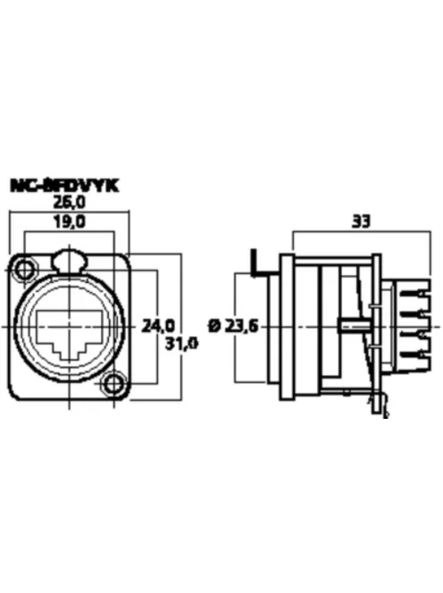 NE8FDVYK EtherCon D-sorozatú ház, IDC/Krone háttérrel, nikkel - Kábel, csatl./Csatlakozó/Egyéb 