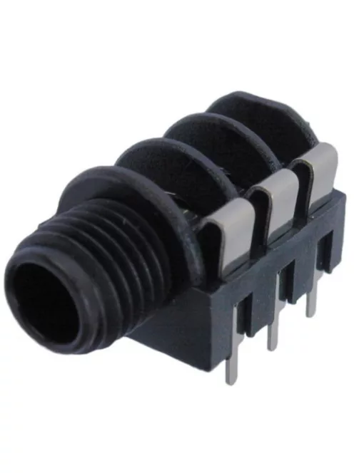 Neutrik NMJ6HFD2 6,3-as sztereó aljzat beépíthető, 2-szeres kapcsoló, M műanyag ház, műanyag rögzítő