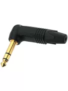 Neutrik NP3RXB 6,3-as sztereó jack dugó pipa alakú, fekete ház, aranyozott