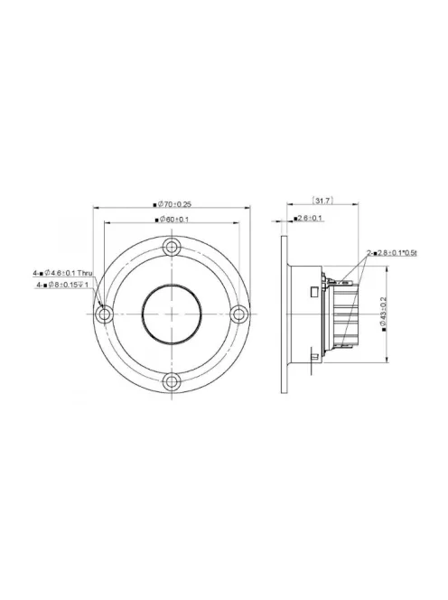 BC25SC08-04 1" Silk Dome Tweeter with Waveguide