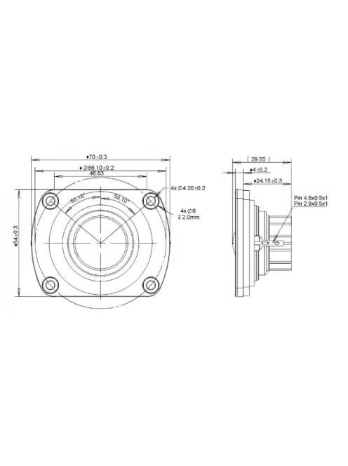 BC25SC55-04 1" Square Frame Tweeter