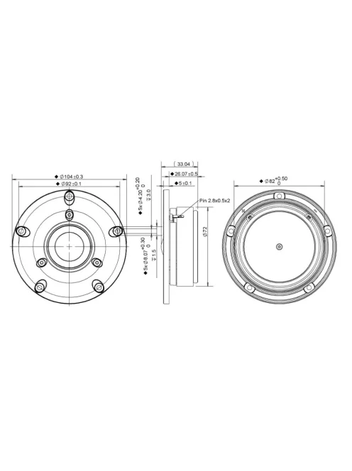 DX25TG59-04 1" Fabric Dome Tweeter
