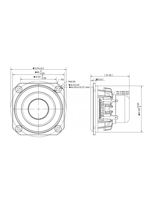 PLS-P830984 2-1/2" Full Range Woofer