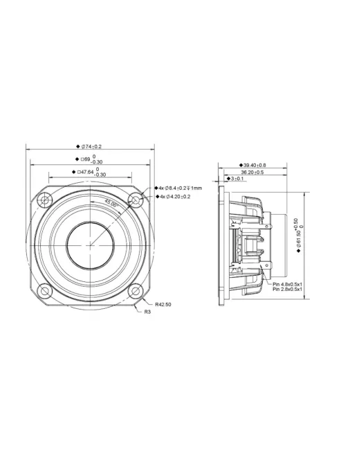 PLS-P830985 2-1/2" Full Range Woofer