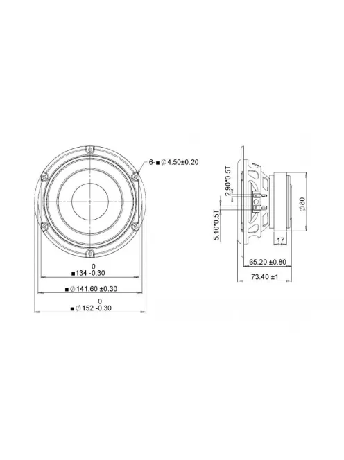 SDS-135F25CP02-04 5-1/4" Paper Cone Woofer