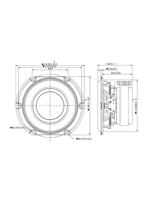 SDS-P830855 4" Woofer Treated Paper SDS Woofer