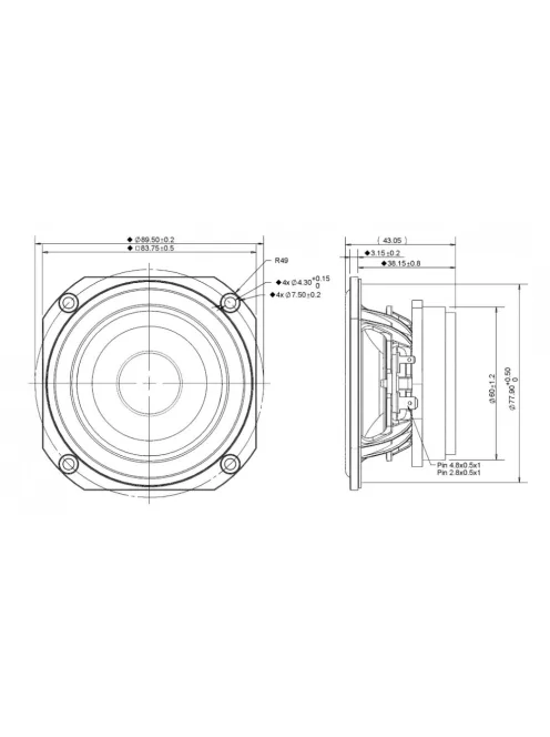 TC9FD18-08 3-1/2" Full Range Paper Cone Woofer