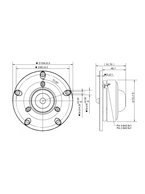 XT25TG30-04 1" Dual Ring Radiator Tweeter