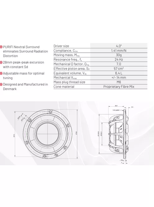 4.0PR-NF2-01 - Ultra Low Distortion Passive Radiator 4"