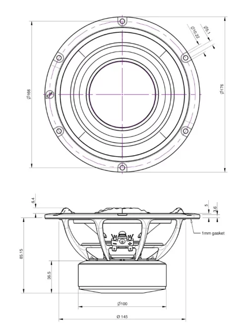 6.5W04-NFA-01 - Purifi Ultra Low Distortion Woofer 6.5" 4Ω