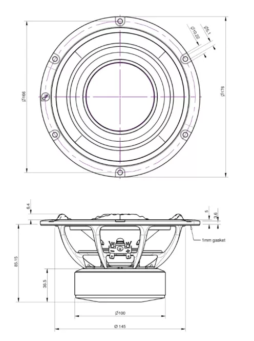 6.5W08-NFA-01 - Purifi Ultra Low Distortion Woofer 6.5" 8Ω